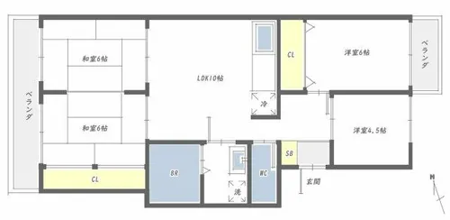 プレリュード東那珂【3階】の間取り