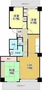 ウェルフォート幸川【9階】の間取り