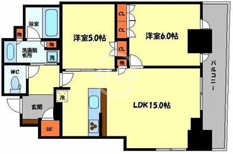 大阪ひびきの街ザ・サンクタスタワー【18階】の間取り