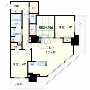 ローレルスクエア大阪ベイタワー【12階】の間取り
