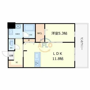 ブループラス針中野【5階】の間取り