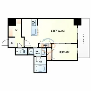 ブループラス針中野【8階】の間取り