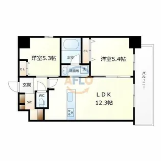 ブループラス針中野【6階】の間取り