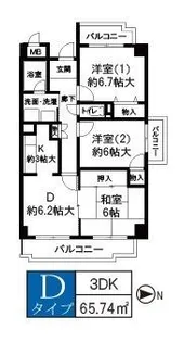 サウスファーム【105号室】の間取り
