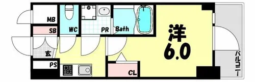 エスリード神戸グランドール【9階】の間取り