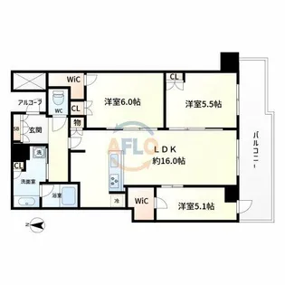 シエリアタワー大阪堀江【36階】の間取り