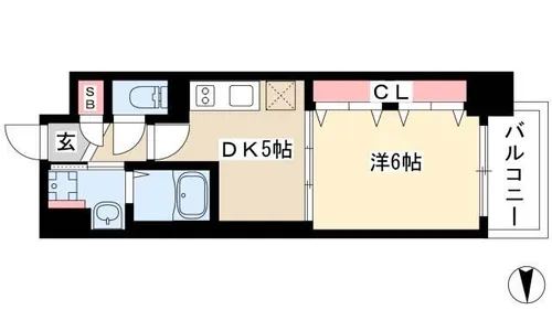 エステムコート名古屋栄プレシャス【15階】の間取り