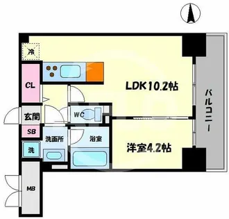 クレグラン北梅田【3階】の間取り