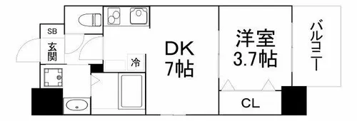 プライマル南森町パークビュー【6階】の間取り