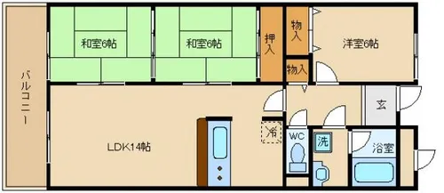 ラフィーネ泉佐野【602号室】の間取り