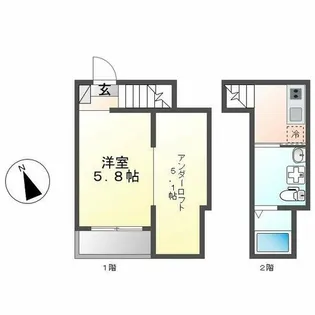 clarte 内田橋 Ⅱ (クラルテウチダバシ【2階】の間取り