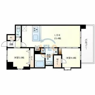スプランディッド難波Ⅴ【11階】の間取り
