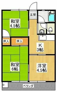 月見ハイツA棟【2階】の間取り