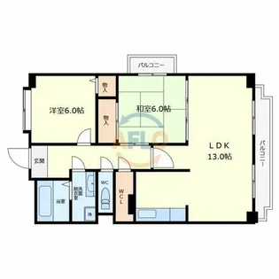 レジェロ住之江【8階】の間取り