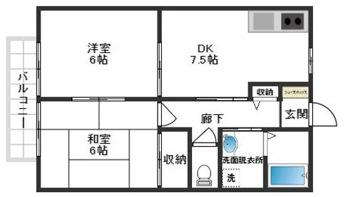 ドミール津之江【203号室】の間取り