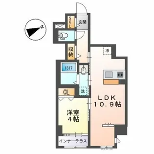 THE BLOSSOM 新栄【1階】の間取り