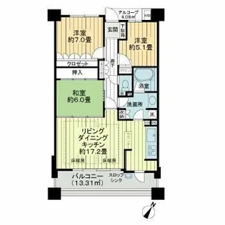 サーパス本山鹿子町【4階】の間取り