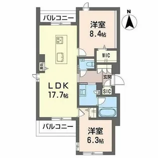 愛知県名古屋市名東区照が丘【マンション】の間取り