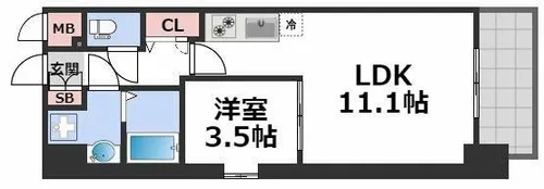 プレサンス堺筋本町エグゼブラン【10階】の間取り