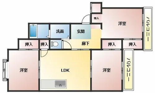 サンフラワーAハイツ【4階】の間取り
