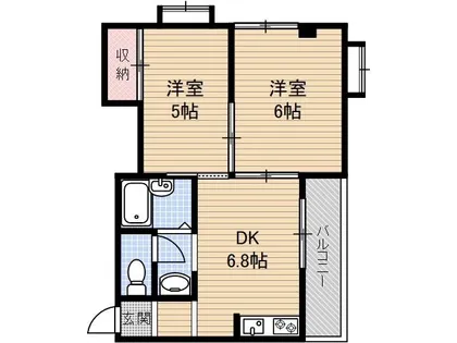 ヴァイセスシュロス南茨木【302号室】の間取り