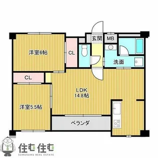 ルミエール園原【102号室】の間取り