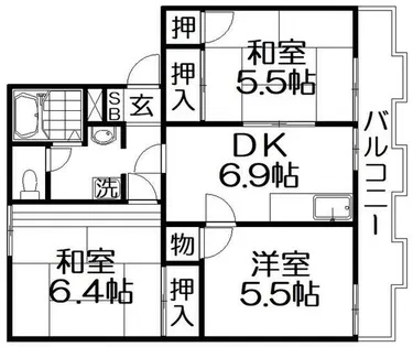 タウニーモイスンE棟【1階】の間取り