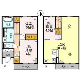 大阪府大阪市城東区天王田【テラスハウス】の間取り