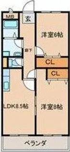 エクセル2【110号室】の間取り