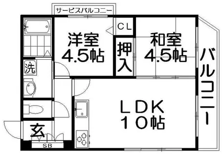 サニーコート石橋【3階】の間取り
