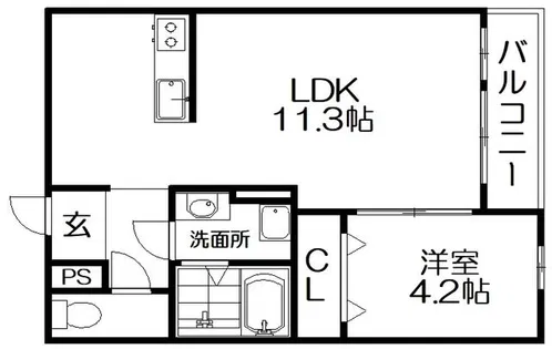 アート樟葉【3階】の間取り