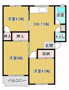サウスヒルズ由良【203号室】の間取り