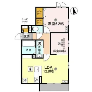 グランピース駒川【2階】の間取り