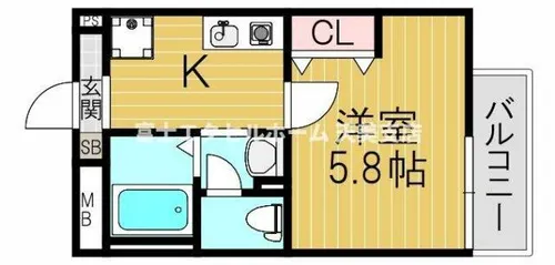 EXハイツ天美【201号室】の間取り