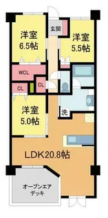 ヴェレーナシティ夙川パークナード【6階】の間取り