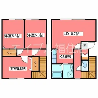 ボヌール福住Ⅲ【2階】の間取り