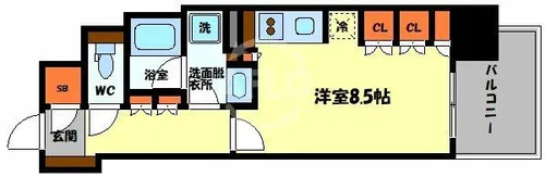 イニシアブランなんば【9階】の間取り