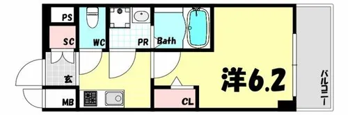 エスリード神戸グランドール【6階】の間取り