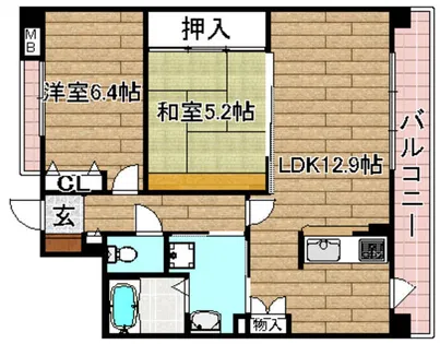 パセオ上牧【4階】の間取り