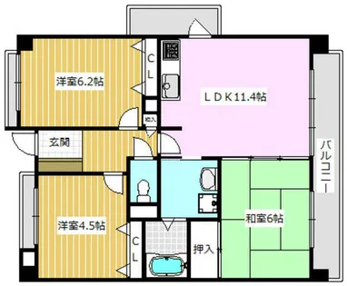 パセオ上牧【2階】の間取り