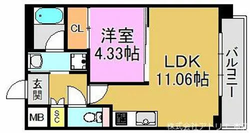 プレジオ荒本新町【3階】の間取り