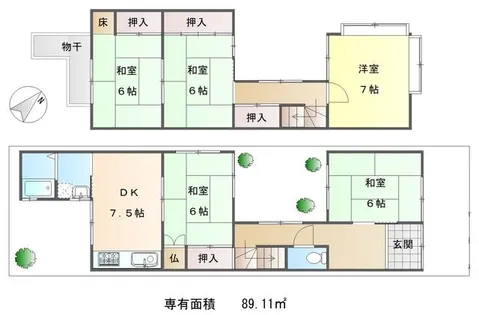 京都府京都市左京区北白川仕伏町【一戸建】の間取り