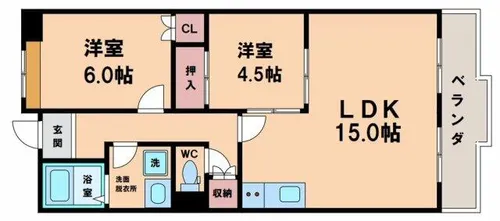リバージュ住吉【3階】の間取り