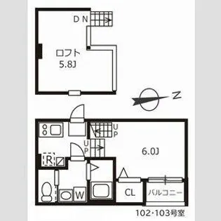 ハーモニーテラス十番Ⅳ【2階】の間取り