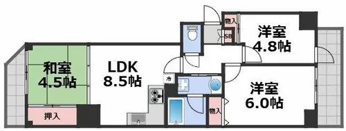 シーズ天王寺真田山【2階】の間取り