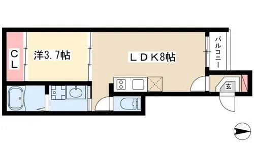 ハーモニーテラス八熊【3階】の間取り