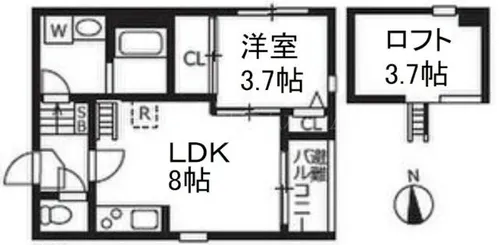 ハーモニーテラス寺崎町【2階】の間取り