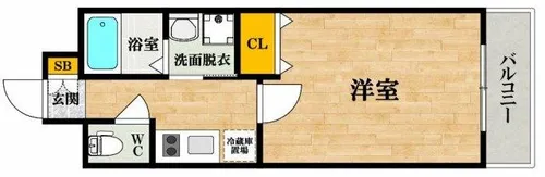 オーロラ・タワー難波【7階】の間取り