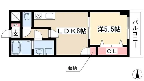 ワイズタワー徳川【5階】の間取り