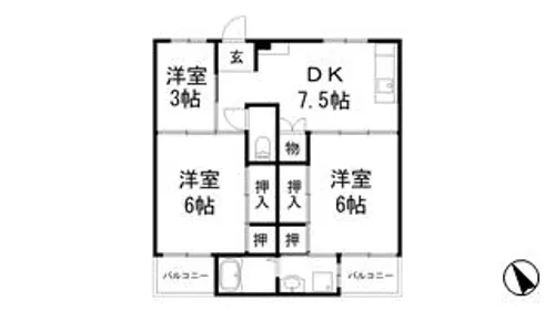 ヴィラナリー夢前【104号室】の間取り